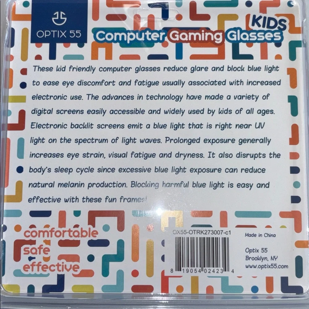 Optix 55 Kids Computer Gaming Blue Light block Glasses - Anti Eyestrain NWT